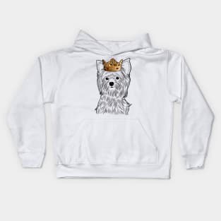 Yorkshire Terrier Dog King Queen Wearing Crown Kids Hoodie